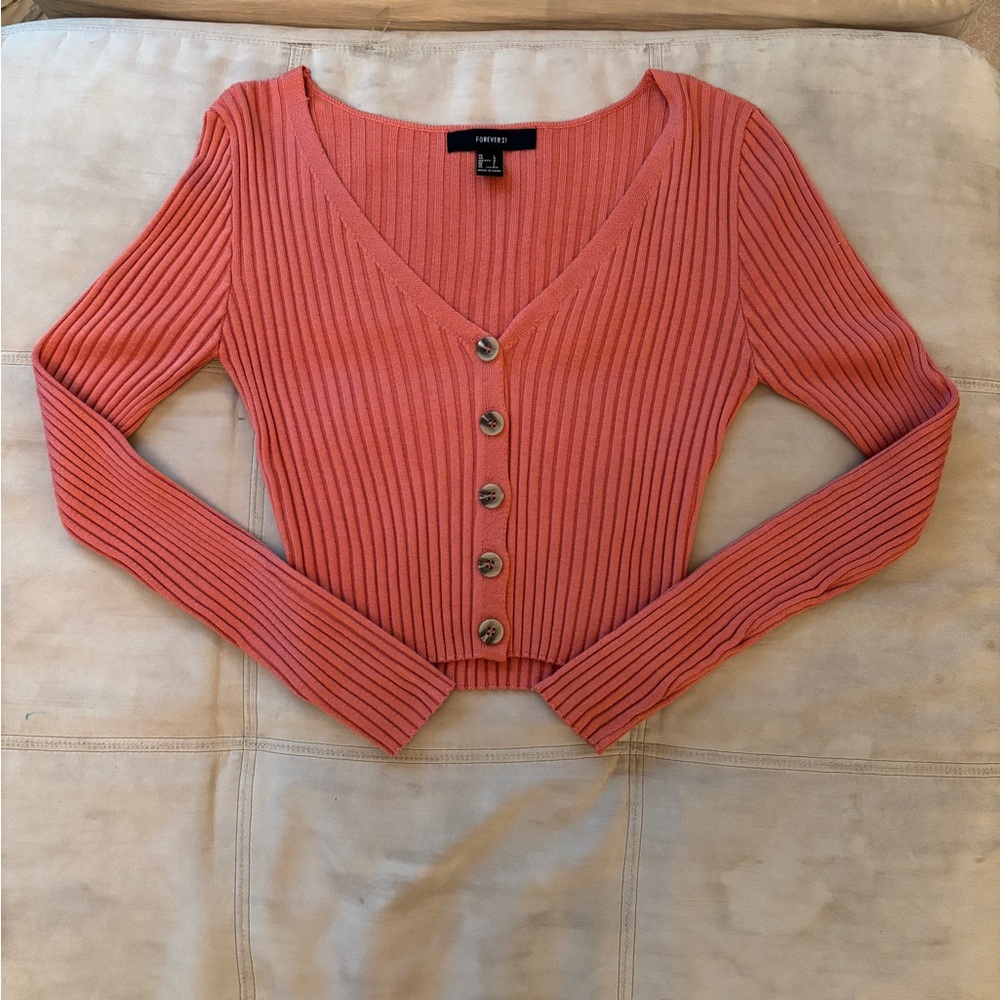 Forever 21 Cropped Ribbed Sweater Juniors Size L